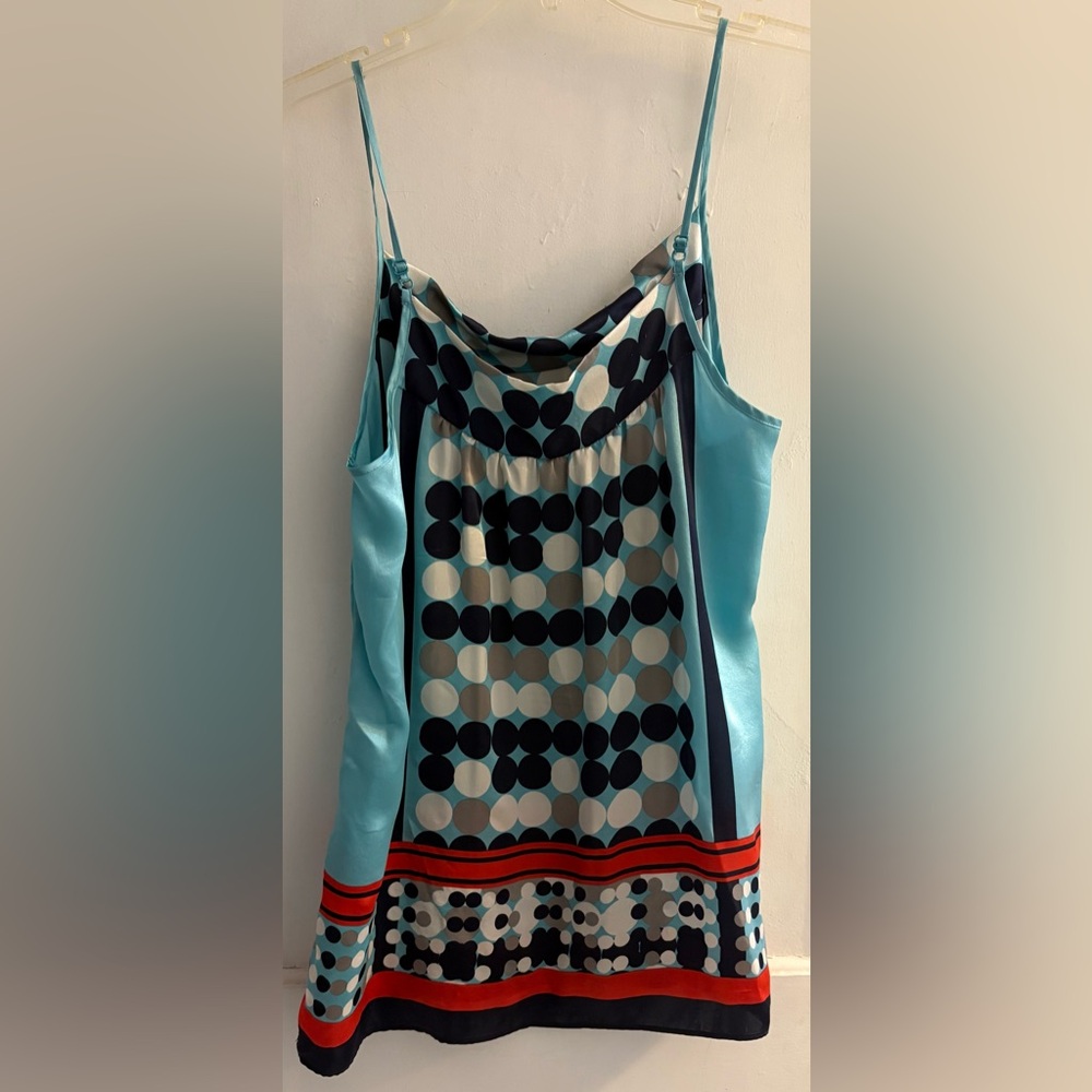 Cabi Spot On Camisole Tank 100% Silk Polka Dot Blue Womens Size Medium